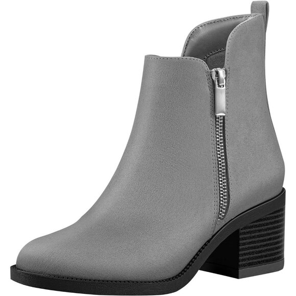 PIZZ ANNU Women's Fashion Ankle Boots Round Toe Low Chunky Block Heel Non-Slip - Picture 1 of 7